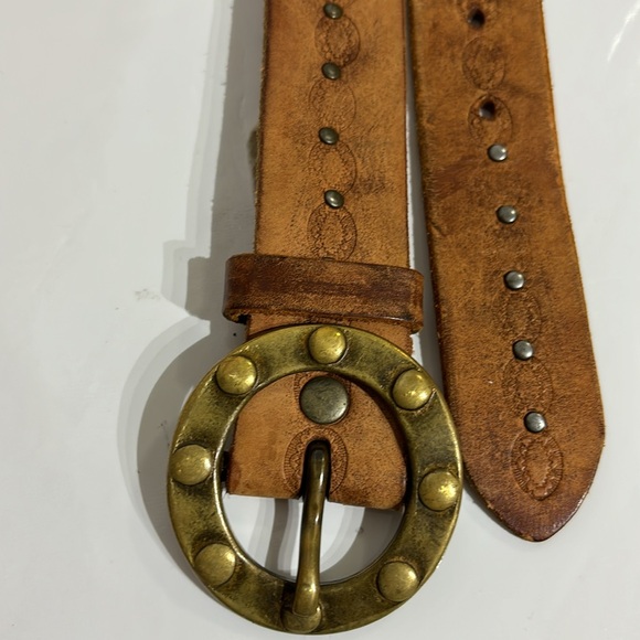 Vintage Tooled Genuine  Leather Belt - Picture 2 of 4